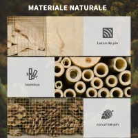 Outsunny Casa pentru Insecte cu 5 niveluri din Lemn si Bambus, pentru Gargarite si Albine(m-5)
