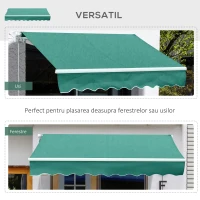 Outsunny perdea tip rulou parasolar impermeabil, 295x245cm, verde(m-7)
