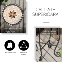 Outsunny Masuta de Gradina si Exterior din Metal si Ceramica Neagra si Portocalie(m-8)