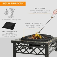 Outsunny Brazier de Gradina cu Capac pentru Arestarea Scanteilor si Grila pentru Gratar(m-5)