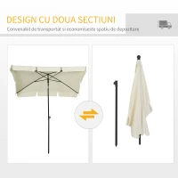 Outsunny Umbrela Parasolara dreptunghiulara 200 × 125 × 235cm Crem(m-5)