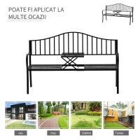 Outsunny Bancuta de Gradina In Fier Forjat cu Dungi Negru(m-6)