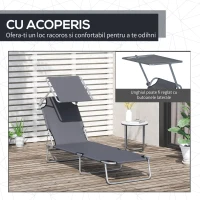 Outsunny scaun cu parasolar, 187x58x50 cm, gri(m-6)