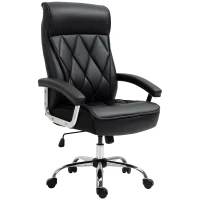 Vinsetto Chefsessel Bürostuhl Schreibtischstuhl Drehstuhl ergonomisch mit Wippenfunktion höhenverstellbar Rautenmuster modern elegant luxuriös PU-Kunstleder Metall Schaumstoff Schwarz 66x69x121 cm(m-11)
