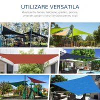 Outsunny Cort Parasolar Triunghiulare din HDPE, Culoarea nisipului, 3x3x3m(m-8)