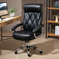 Vinsetto Chefsessel Bürostuhl Schreibtischstuhl Drehstuhl ergonomisch mit Wippenfunktion höhenverstellbar Rautenmuster modern elegant luxuriös PU-Kunstleder Metall Schaumstoff Schwarz 66x69x121 cm(m-2)