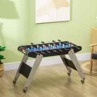 HOMCOM Futbolín con Soporte para Niños de +7 Años con Ruedas  con 2 Bolas 22 Jugadores 114,5x87x68,5 cm Negro(m-10)