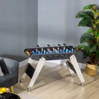 HOMCOM Futbolín con Soporte para Niños de +7 Años con Ruedas  con 2 Bolas 22 Jugadores 114,5x87x68,5 cm Negro(m-2)