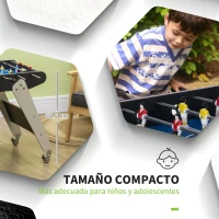 HOMCOM Futbolín con Soporte para Niños de +7 Años con Ruedas  con 2 Bolas 22 Jugadores 114,5x87x68,5 cm Negro(m-9)