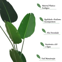 Outsunny Planta Artificial de Decoração Planta Palmeira Artificial com Vaso 10 Folhas para Exterior e Interior Ø18x180cm Verde(m-5)