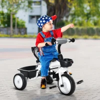 HOMCOM Triciclo Bebé 6 en 1 con Asiento Reversible Triciclo Evolutivo para Niños de +12 Meses con Capota Plegable Mango de Empuje Telescópico y Barra Extraíble 100x48x106 cm Gris(m-10)