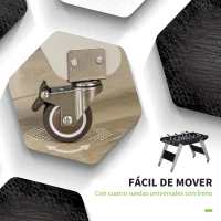 HOMCOM Futbolín con Soporte para Niños de +7 Años con Ruedas  con 2 Bolas 22 Jugadores 114,5x87x68,5 cm Negro(m-8)