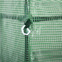 Outsunny Walk in Garden Greenhouse with Shelves Polytunnel Steeple Green house Grow House Removable Cover 143x138x190cm, Green(m-12)