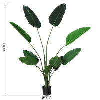 Outsunny Planta Artificial de Decoração Planta Palmeira Artificial com Vaso 10 Folhas para Exterior e Interior Ø18x180cm Verde(m-3)