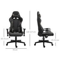 Vinsetto Reclining Gaming Chair, Ergonomic, w/Vibrating Lumbar Support, Headrest, High Back PU Leather , 360° Swivel, Black(m-3)