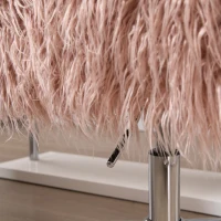 Vinsetto Faux Fur Computer Desk Chair, Vanity Chair with Adjustable Height, Swivel Wheels for Office, Bedroom, Pink(m-11)