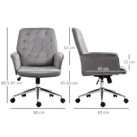 Vinsetto Linen Computer Chair with Armrest, Modern Swivel Chair with Adjustable Height, Dark Grey(m-3)