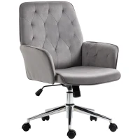 Vinsetto Linen Computer Chair with Armrest, Modern Swivel Chair with Adjustable Height, Dark Grey(m-1)