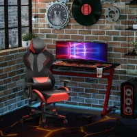 Vinsetto Gamingstuhl Bürostuhl Schreibtischstuhl Ergonomisches Design Rennstil modern höhenverstellbar Schaumstoff Nylon Kunstleder Schwarz+Rot 72x77x 130-140 cm(m-2)