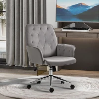Vinsetto Linen Computer Chair with Armrest, Modern Swivel Chair with Adjustable Height, Dark Grey(m-2)