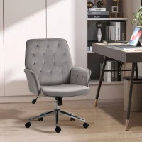 Vinsetto Linen Computer Chair with Armrest, Modern Swivel Chair with Adjustable Height, Dark Grey(m-11)