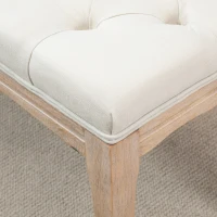 HOMCOM 110cm Upholstered Bench, Linen Fabric Ottoman Stool with Button Tufted Seat, and Rubber Wood Legs for Living Room, Bedroom, or Hallway, Beige(m-8)