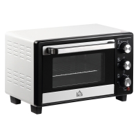 HOMCOM Mini Forno 16L 1400W com 3 Modos de Aquecimento Temperatura até 230°C Temporizador 60 Minutos Bandeja para Assar e Grade 44x32x28,1cm Branco e Preto