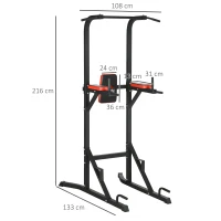 HOMCOM Freestanding Multifunctional Power Tower w/ Pull Up and Dip Station, Push Up Stand, for Home Gym - Black(m-3)