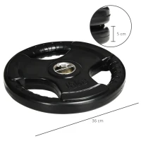 SPORTNOW Halterschijf, 2-delige Set, 15 kg per Schijf, Drie Handgrepen, Vloerbeschermende Rubberen Jas, Metaal(m-3)