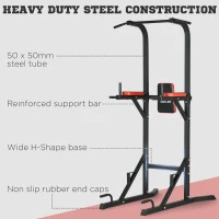 HOMCOM Freestanding Multifunctional Power Tower w/ Pull Up and Dip Station, Push Up Stand, for Home Gym - Black(m-6)