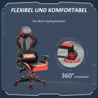 Vinsetto Gamingstuhl Bürostuhl Schreibtischstuhl Ergonomisches Design Rennstil modern höhenverstellbar Schaumstoff Nylon Kunstleder Schwarz+Rot 72x77x 130-140 cm(m-7)