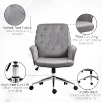 Vinsetto Linen Computer Chair with Armrest, Modern Swivel Chair with Adjustable Height, Dark Grey(m-7)