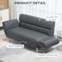 HOMCOM 2 Seater Sofas for Living Room, Small Couch, Faux Leather Love Seat with Adjustable Armrest, Grey(m-5)