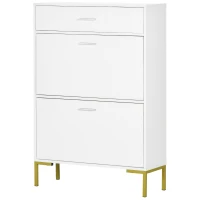 HOMCOM Three Drawer Slim Shoe Storage Cabinet, 12 Shoe Pairs - White(m-11)