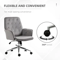 Vinsetto Linen Computer Chair with Armrest, Modern Swivel Chair with Adjustable Height, Dark Grey(m-6)