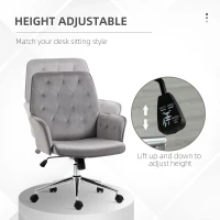 Vinsetto Linen Computer Chair with Armrest, Modern Swivel Chair with Adjustable Height, Dark Grey(m-4)