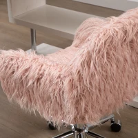 Vinsetto Faux Fur Computer Desk Chair, Vanity Chair with Adjustable Height, Swivel Wheels for Office, Bedroom, Pink(m-10)