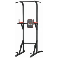 HOMCOM Freestanding Multifunctional Power Tower w/ Pull Up and Dip Station, Push Up Stand, for Home Gym - Black(m-1)