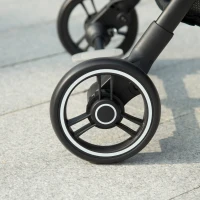 HOMCOM Passeggino per Bambini 0-36 Mesi con Tettuccio, Design Pieghevole e Cesto Portaoggetti, 128x58x106 cm, Rosso e Nero(m-8)