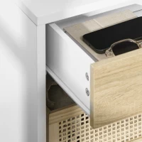 HOMCOM Set de 2 noptiere moderne, cu sertar si raft, masa laterala pentru camera de zi, dormitor, alb(m-9)