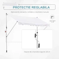 Outsunny Copertina de Perete cu Stalpi de Sprijin, Alba, 300x150 cm(m-6)