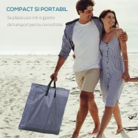 Outsunny Set 2 Saltele Plaja Gri – Pliabile cu Spatar Reglabil(m-5)