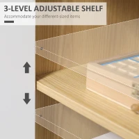 Homcom Dulap Modern Depozitare – Rafturi Reglabile, Alb & Lemn Natural(m-5)