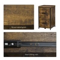 Vinsetto 2-Drawer file Cabinet, Industrial filing cabinets for Home, Hanging File Folders, Vertical Home Office Organizer for A4 Size, Rustic Brown(m-7)