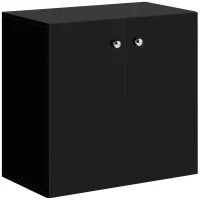 HOMCOM Storage Cabinet w/ Two Shelves Wooden Sideboard Freestanding Kitchen Cupboard Bookcase - Black(m-1)