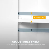 kleankin LED Illuminated Bathroom Mirror Cabinet, Wall-mounted Storage Organizer with Four Open Shelves, Dimmable Touch Switch, White(m-6)