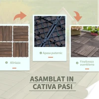 Outsunny dale exterior din lemn, 27 bucati, 30x30x2.5 cm maro(m-6)