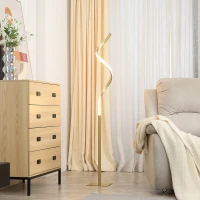 HOMCOM Candeeiro de Pé de Metal Candeeiro de Pé Moderno com Luzes LED Máx. 10W IP20 Interruptor de Pé 20,5x20,5x147cm Dourado(m-2)