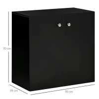 HOMCOM Storage Cabinet w/ Two Shelves Wooden Sideboard Freestanding Kitchen Cupboard Bookcase - Black(m-3)