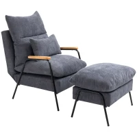 Homcom Fotoliu Reclinabil cu Ottoman – Perna & Spatar Reglabil(m-12)